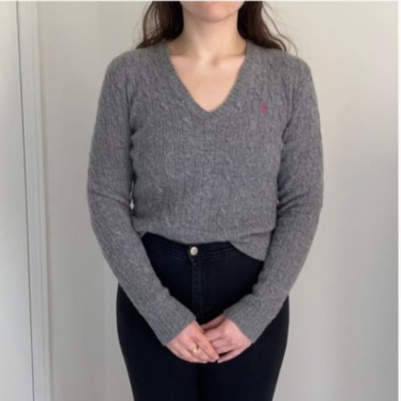 Ralph Lauren V-Neck Wool Cable Knit Sweater - Picture 1 of 12